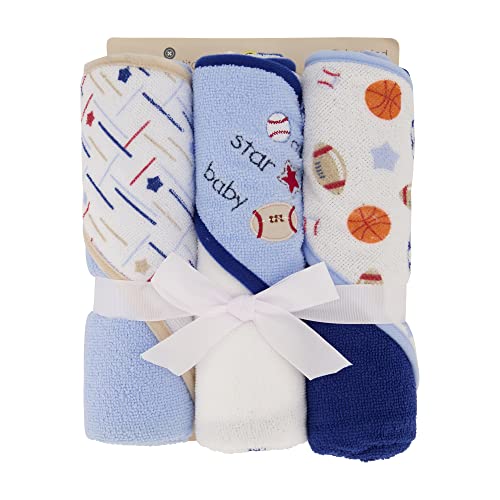 Cudlie Buttons Stitches Hooded Towels 3 Pack All Star Print