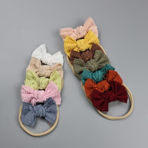 Esumun Baby Girl Knitting Hair Bow Headband 12Pcs