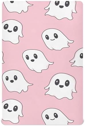 Qilmy Kawaii Ghost Fitted Crib Sheet for Girls and Boys