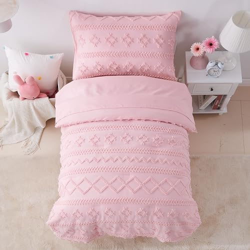 VIVILINEN Pink Boho Toddler Bedding Set 4-Piece
