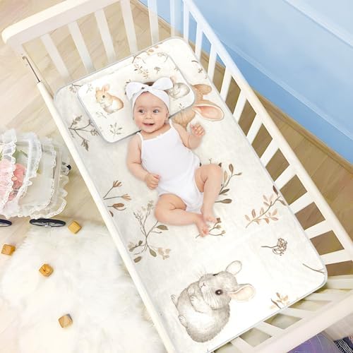 Safari Bunnies Cooling Baby Waterproof Crib Mattress Protector