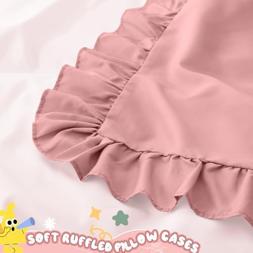 13x18 Toddler Pillow Cases Set of 2 Light Pink Ruffled