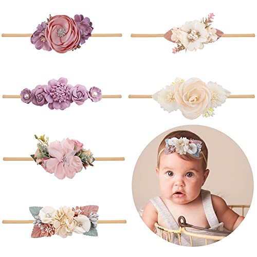 NUWAJP Baby Girl Flower Headband 6PCS Elastic Hairbands