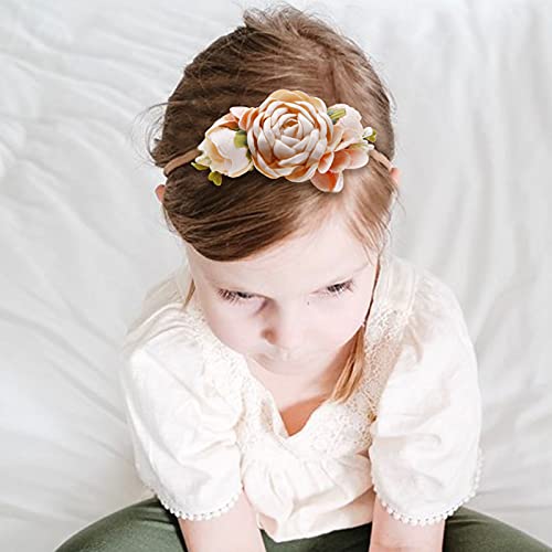 4 PCS Baby Girls Soft Nylon Headbands with Flowers