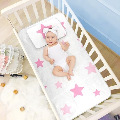Pink Star Cooling Baby Mattress Pad Waterproof 28x52