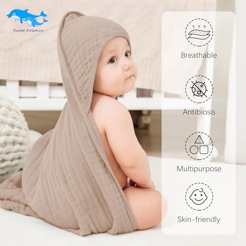 SWEET DOLPHIN Hooded Baby Towel - 2 Pack Brown