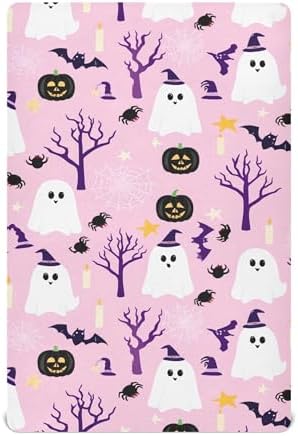 Qilmy Halloween Ghost Crib Sheet Soft Breathable Baby Bedding