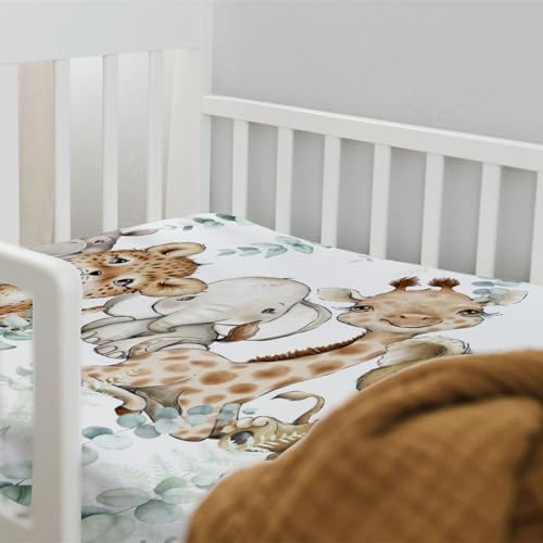 HawSkgFub Crib Sheet with African Animals Design 1