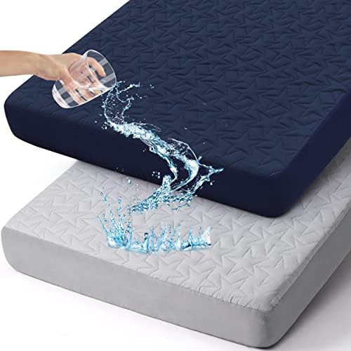 ACRABROS Waterproof Crib Mattress Protector Pad 2-Pack