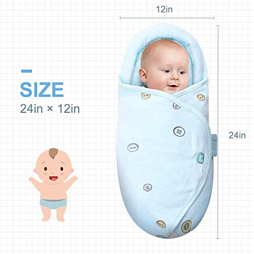 Knirose Baby Swaddle Blanket Button Blue 0-3 Months