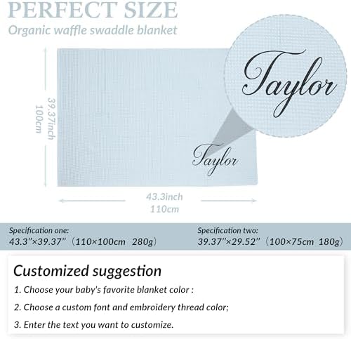 BJZLWJ Custom Baby Blanket with Name 40x30inch Cotton Receiving Blanket