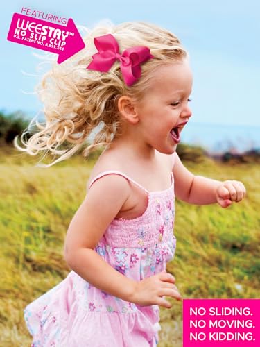 Wee Ones Girls Plain Wrap Classic Grosgrain Hair Bow with WeeStay Clip