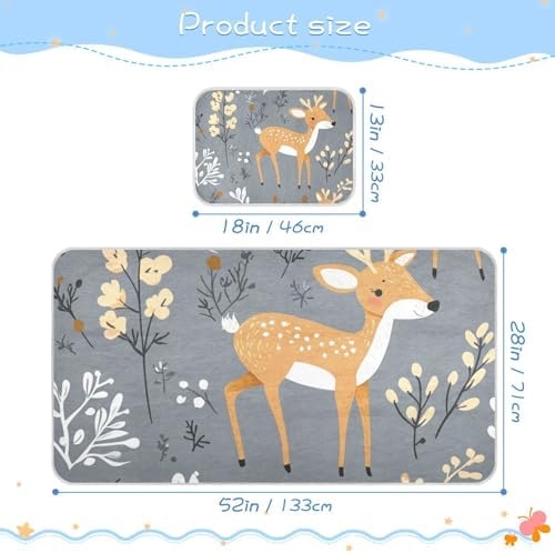 Cartoon Funny Deer Gray Cooling Baby Mattress Pad 28x52
