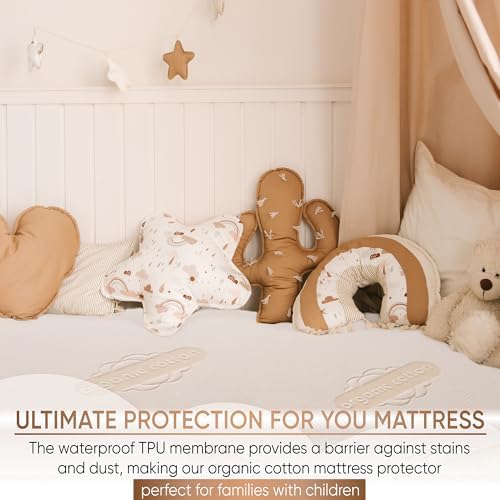 Deluxe Organic Waterproof Crib Mattress Pad for Baby and Toddler Beds