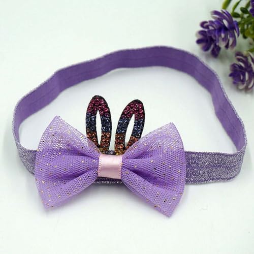 Easter Bunny Bow Headband for Baby Girls Lavender