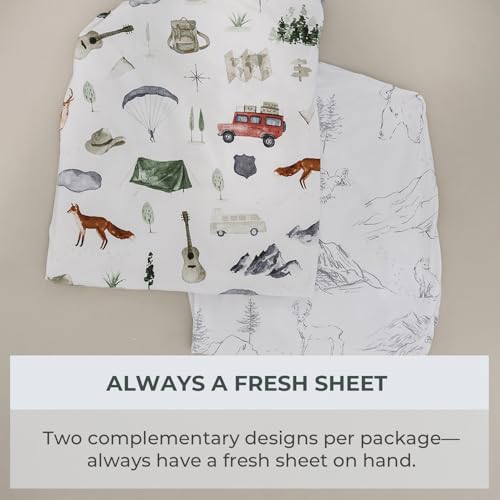 Pobibaby 2 Pack Baby Boy Crib Sheets - Woodland Design