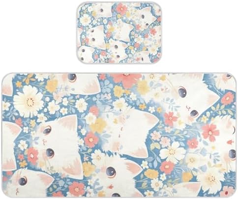 Cooling Cartoon Cat Design Baby Mattress Pad 28x52 Waterproof Washable