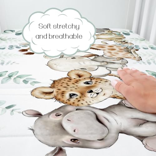 HawSkgFub Crib Sheet with African Animals Design 1
