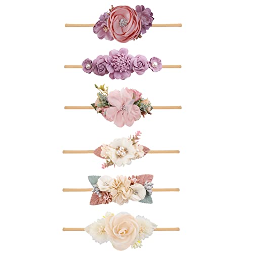 NUWAJP Baby Girl Flower Headband 6PCS Elastic Hairbands