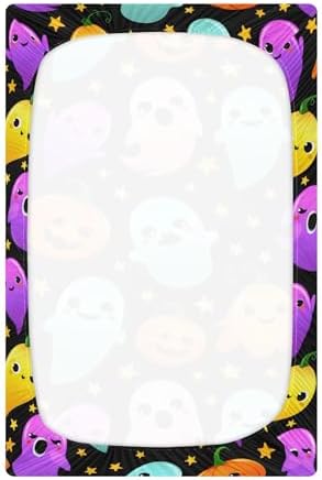 Qilmy Halloween Ghosts Fitted Crib Sheet for Baby Sleep and Play