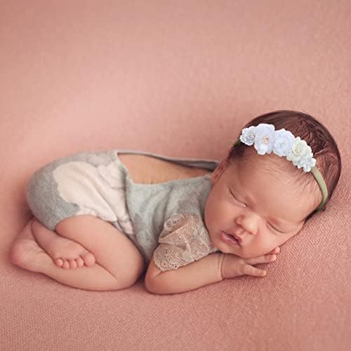 5PCS Baby Headbands Flowers Set Soft Nylon Handmade Headbands for Baby Girl
