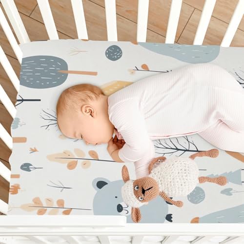 Wajiw Forest Animals Crib Sheets Soft Fitted 28x52In