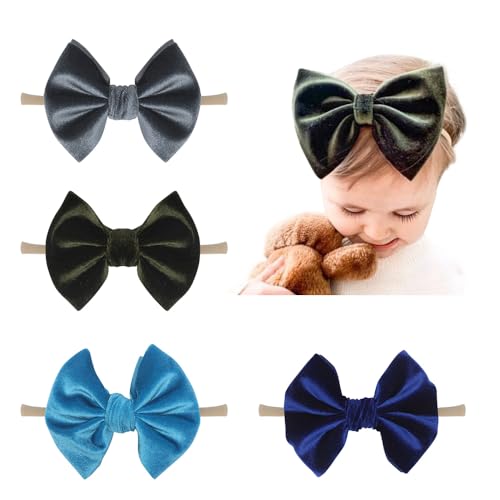 Esumun Baby Velvet Bow Headbands 4PCS