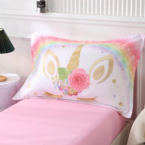 Wowelife Unicorn Toddler Bedding Set 4 Piece