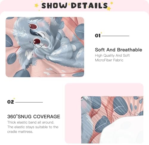 Wajiw Koala Crib Sheets Soft Breathable Fitted Sheets 28x52In