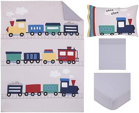 Everything Kids Choo Choo Train 4 Piece Toddler Bed Set