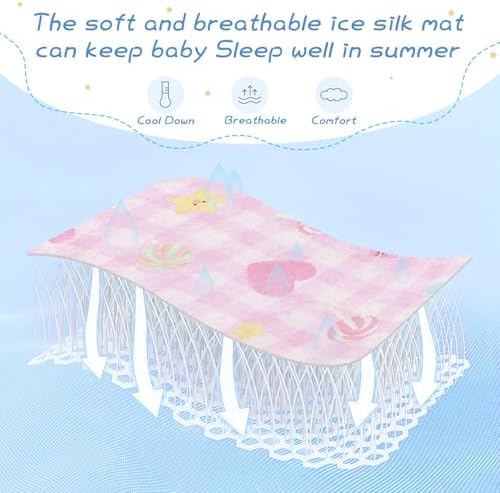 Cooling Baby Crib Mattress Protector 28x52 Pink Mesh