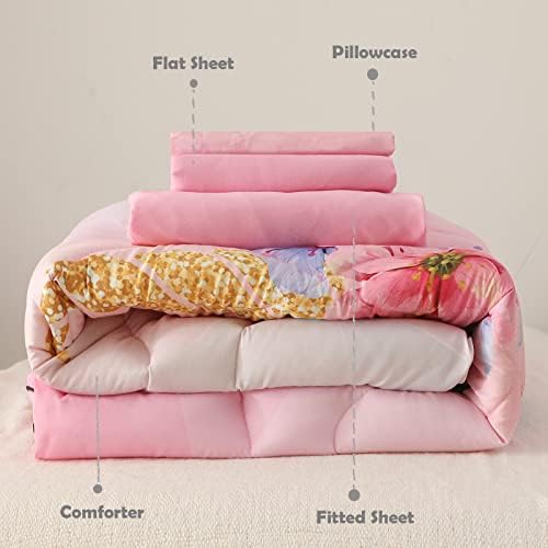 KINBEDY Toddler Bedding Set 4 Piece Pink Unicorn