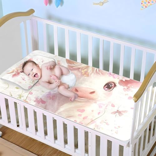 Cooling Baby Crib Mattress Pad 28x52in Waterproof Skin-Friendly