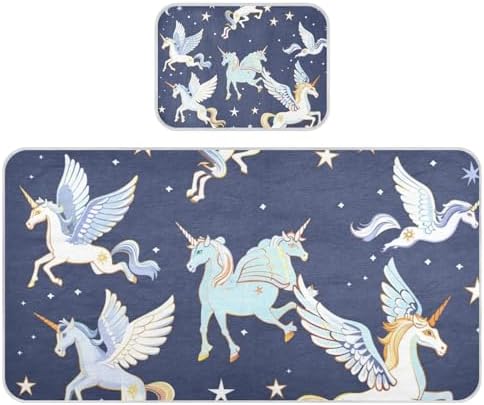 Cooling Cartoon Unicorns Pegasus Crib Mattress Pad 28x52