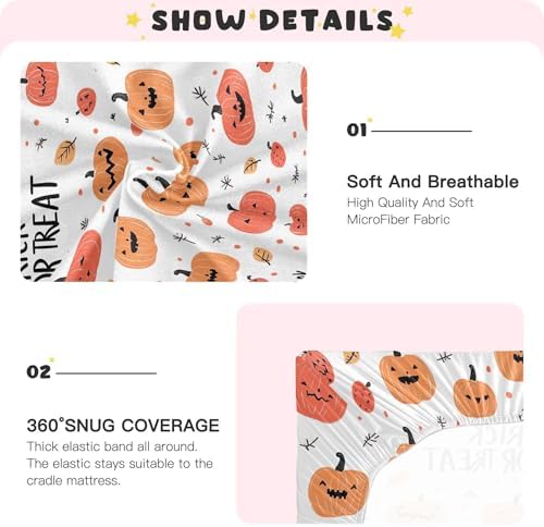 Qilmy Halloween Pattern Fitted Crib Sheet for Baby