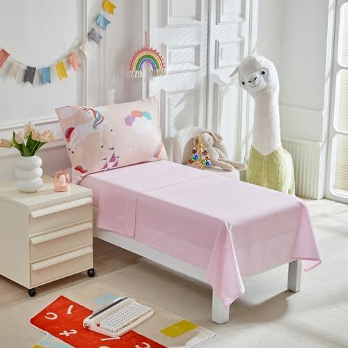 UOZZI BEDDING 4-Piece Pink Unicorn Toddler Bedding Set