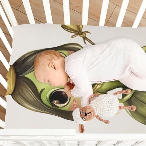Wajiw Frog Crib Sheets Soft Breathable Fitted for Standard and Toddler Mattresses