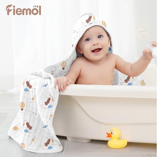 FIEMOL 2 Pack Hooded Baby Bath Towels