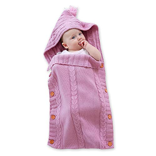 XMWEALTHY Soft Hooded Swaddle Blanket for Newborns 0-6 Months Pink