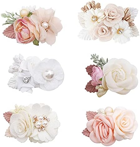 Flower Hair Clips for Baby Girl 6pcs Safe Alligator Clip Bows