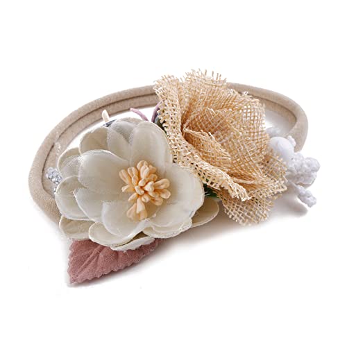 4 PCS Baby Girls Soft Nylon Headbands with Flowers