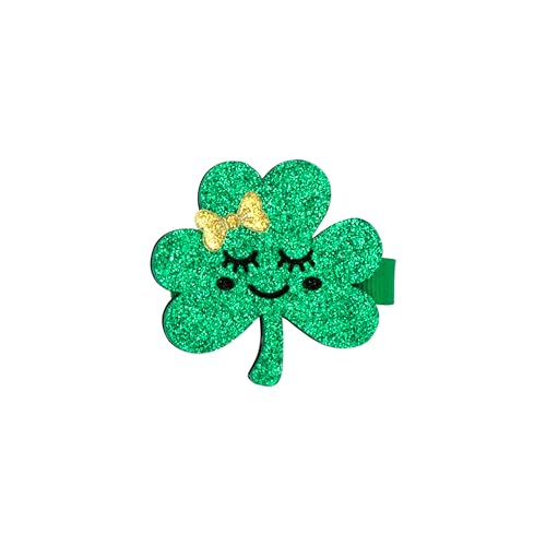 Wee Ones Glitter Shamrock Hair Clip with No-Slip Base