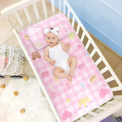 Cooling Baby Crib Mattress Protector 28x52 Pink Mesh