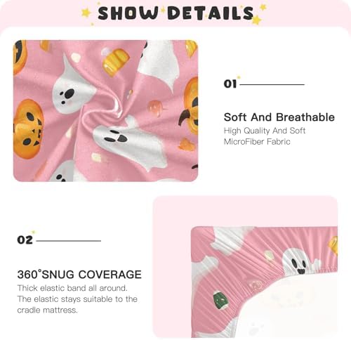 Qilmy Cute Ghosts Fitted Crib Sheet for Girls and Boys