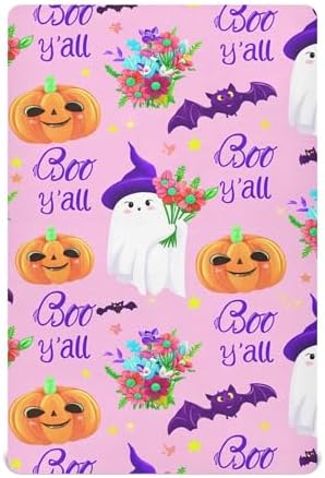 Qilmy Halloween Ghosts Crib Sheet for Baby Soft Breathable Fitted Sheet