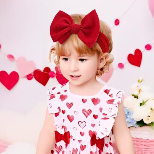 YanJie Red Pink Valentine Bow Headband for Baby Girl
