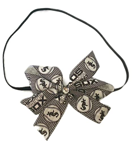 White Sox Baby Girl Bow Headband Elastic