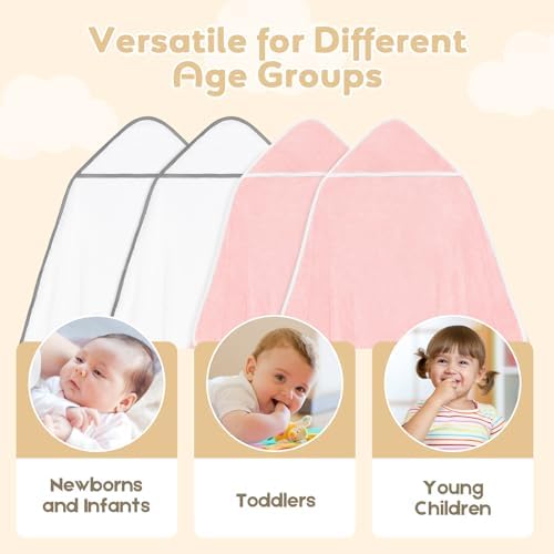 UNIMADE 4-Pack Hooded Baby Towels Soft Coral Fleece