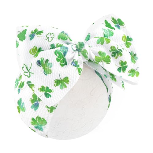 7 St Patricks Day Baby Bow Headband Green Shamrock