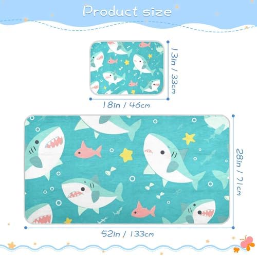 Blue Shark Cooling Baby Crib Mattress Topper 28x52